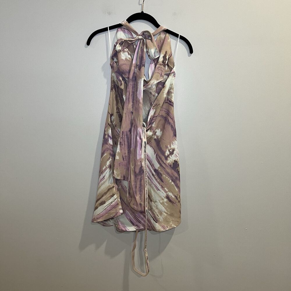 Cellecci Mini Dress Cowl Neck And Tie Back Halter Style Size Small New With Tags - Picture 2 of 5